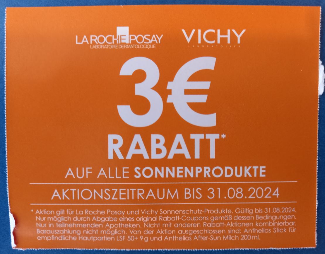 3€ Rabatt auf Sonnenprodukte der Marken La Roche Posay und Vichy